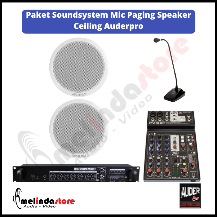 Paket Soundsystem Mic Paging Speaker Ceiling Auderpro - 2 Speaker